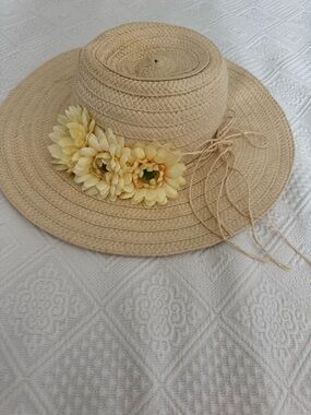 Straw Sun Hat with Yellow Flower Accent